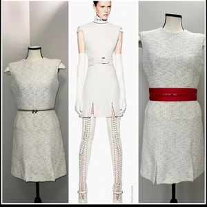 Vintage F/w 2011 Alexander McQueen Ivory Tweed Zipper Dress Size 42